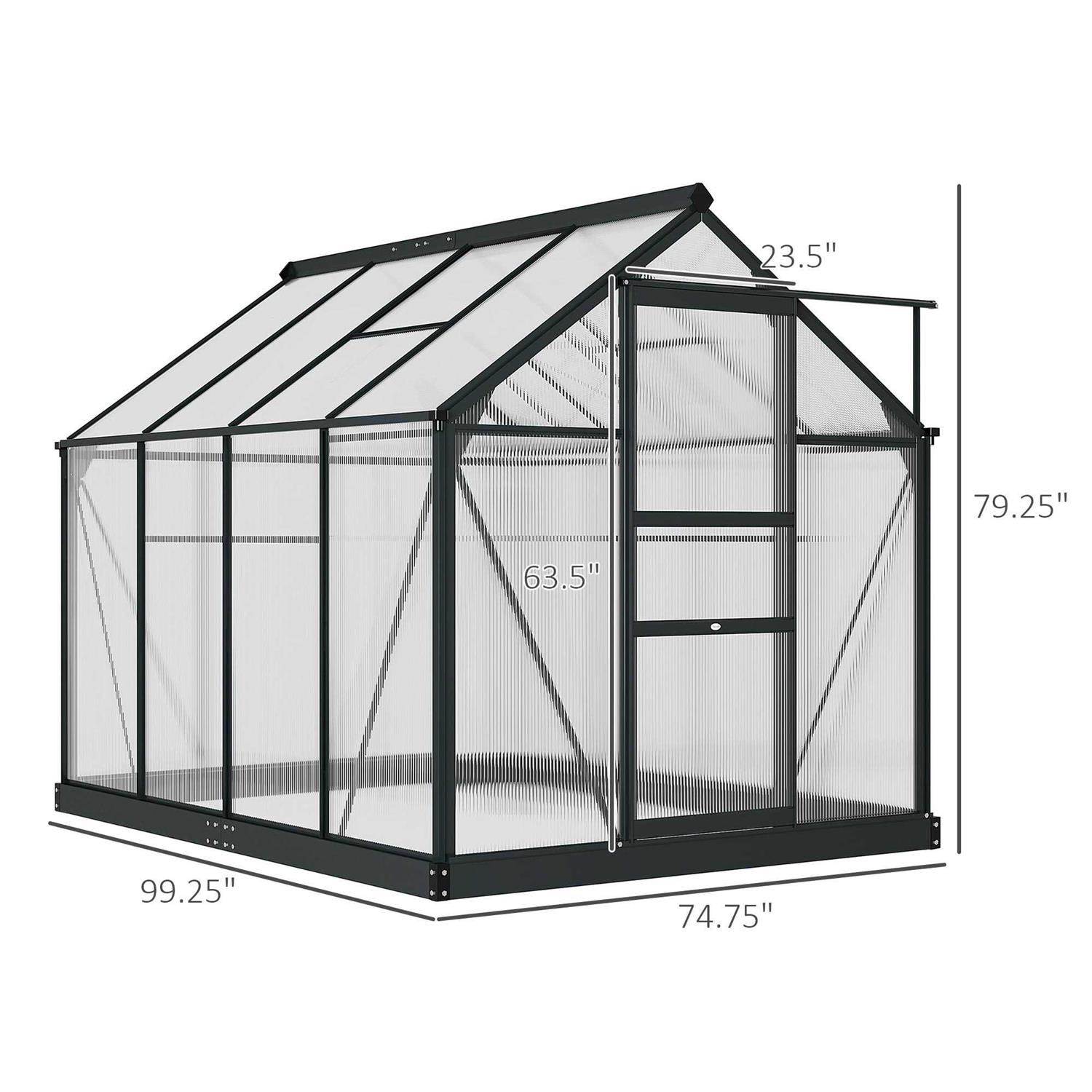 Outsunny 6′ x 7′ Polycarbonate Greenhouse Aluminum Walk-in Greenhouse Vent Garden - Image 2