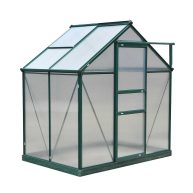Outsunny 6′ x 7′ Polycarbonate Greenhouse Aluminum Walk-in Greenhouse Vent Garden