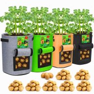 4 Pack 10 Gallon Potato Growing Bags with Flap Potato Grow Bags Garden Plants Growing Bag with Durable Handle Thickened Nonwoven Potato Growing