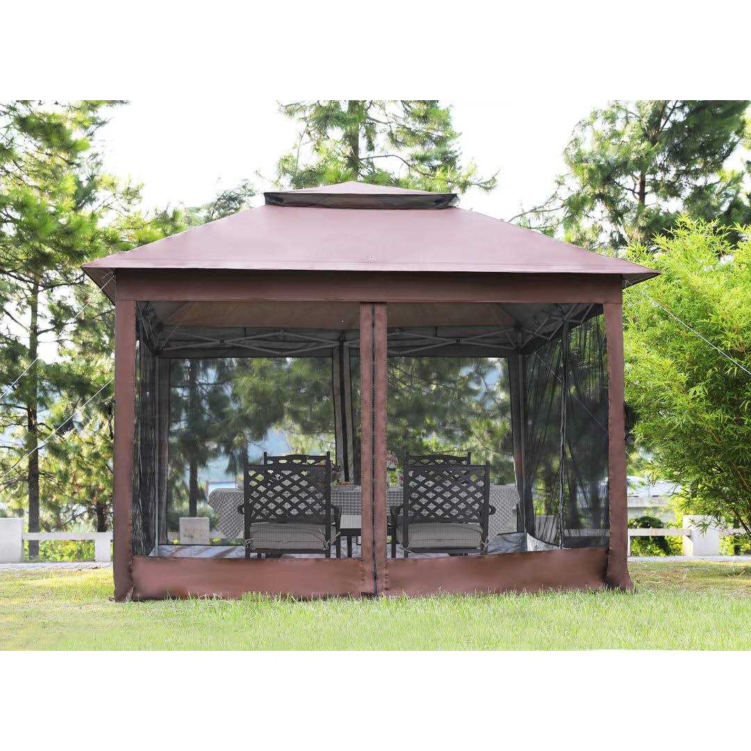 Paylesshere 10’x10′ Pop Up Gazebo Outdoor Canopy with Mosquito Netting Double Roof Tops