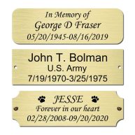 3 W x 1 H Personalized Custom Engraved Brushed Gold Solid Brass Plate Frame Name Label Art Tag for Frames with Adhesive Backing or Screws