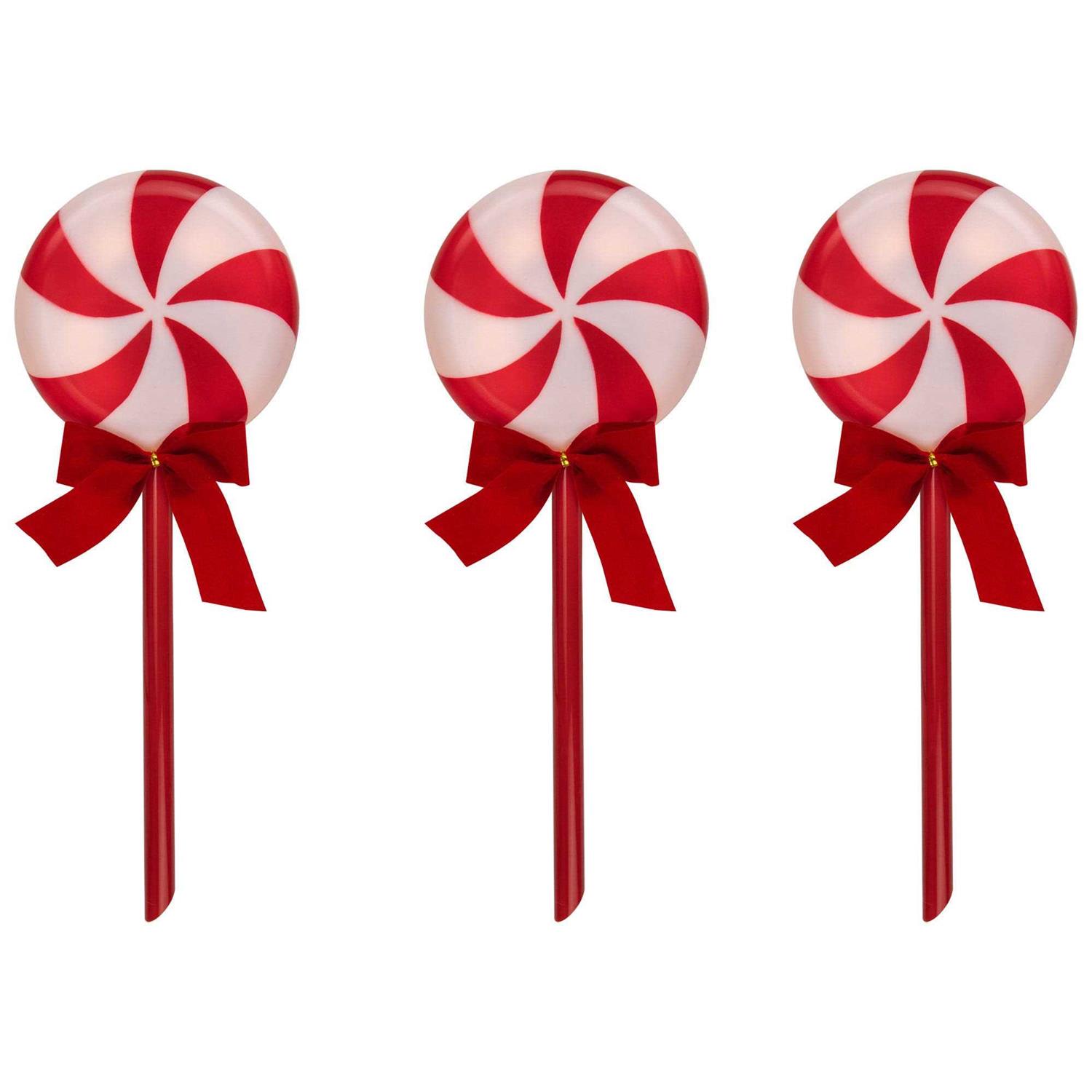 Northlight Set of 3 Peppermint Candies Christmas Pathway Markers 16