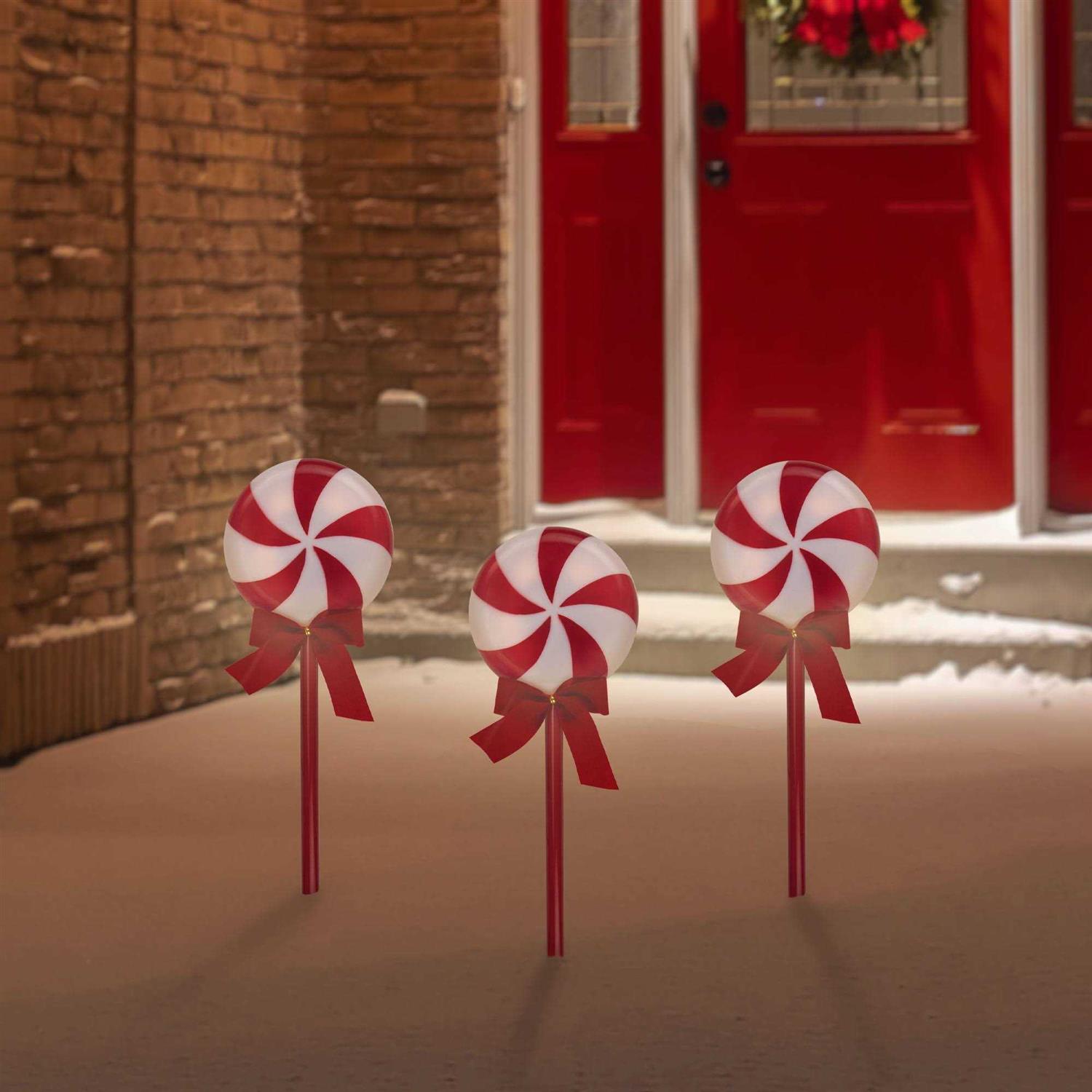 Northlight Set of 3 Peppermint Candies Christmas Pathway Markers 16 - Image 2