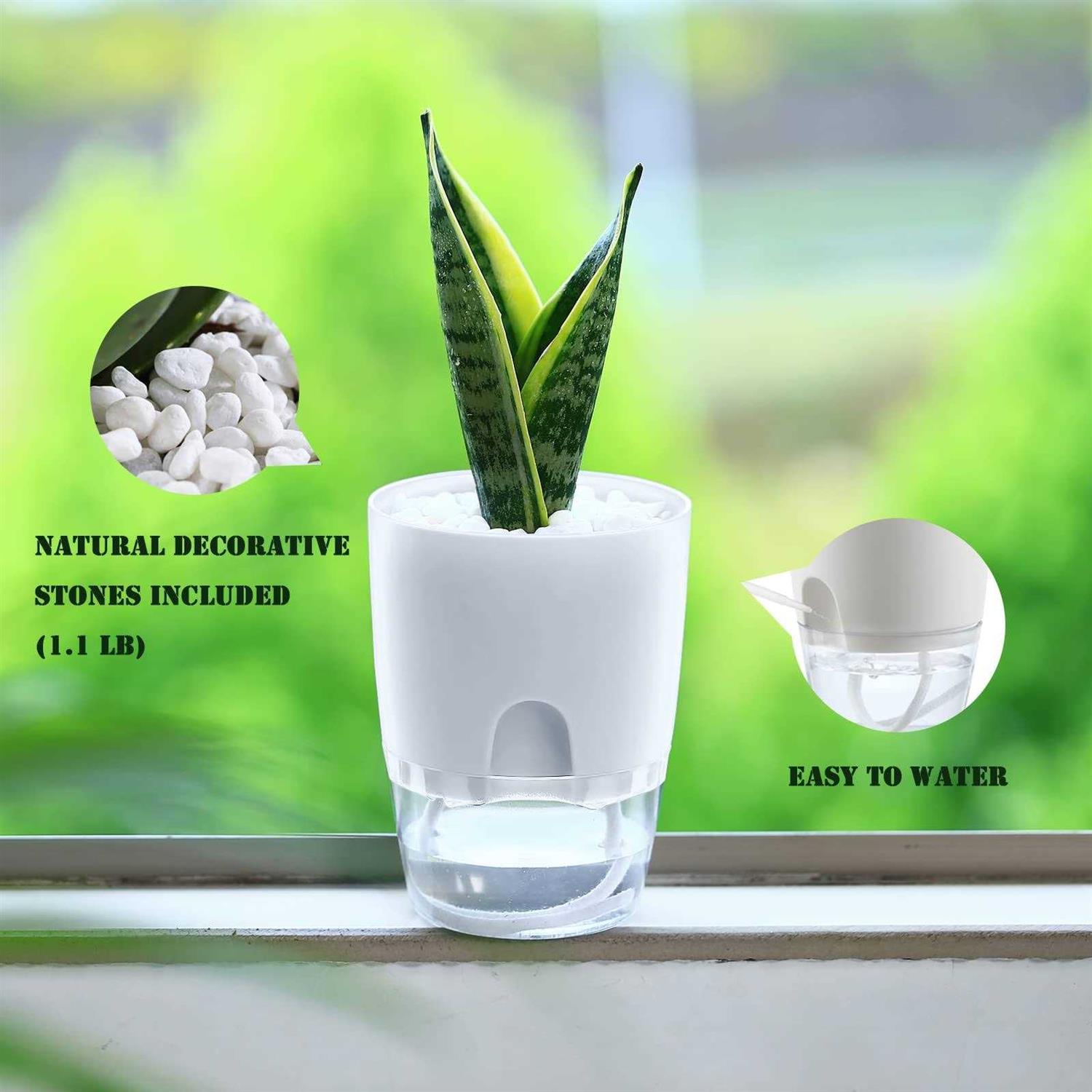 Planterhoma Self Watering Pots for Indoor Plants Flower Pots Outdoor Self Watering Planter - Image 3