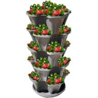 5-Tier Stackable Strawberry Garden – 24 Quart Indoor/Outdoor Stacking Planter with Drip Saucer – Grow Herbs, Strawberries, and Flowers from The