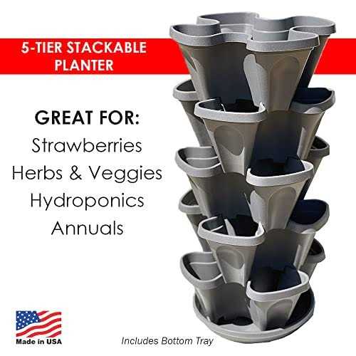 5-Tier Stackable Strawberry Garden – 24 Quart Indoor/Outdoor Stacking Planter with Drip Saucer – Grow Herbs, Strawberries, and Flowers from The - Image 4