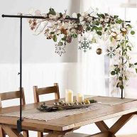 OSYIN Over The Table Rod Stand with Clamps 46-82”Length Adjustable Metal Balloon Flower Arch Stand