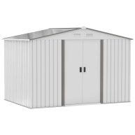 Outsunny 9′ x 6′ Metal Storage Shed Garden Tool House with Double Sliding Doors