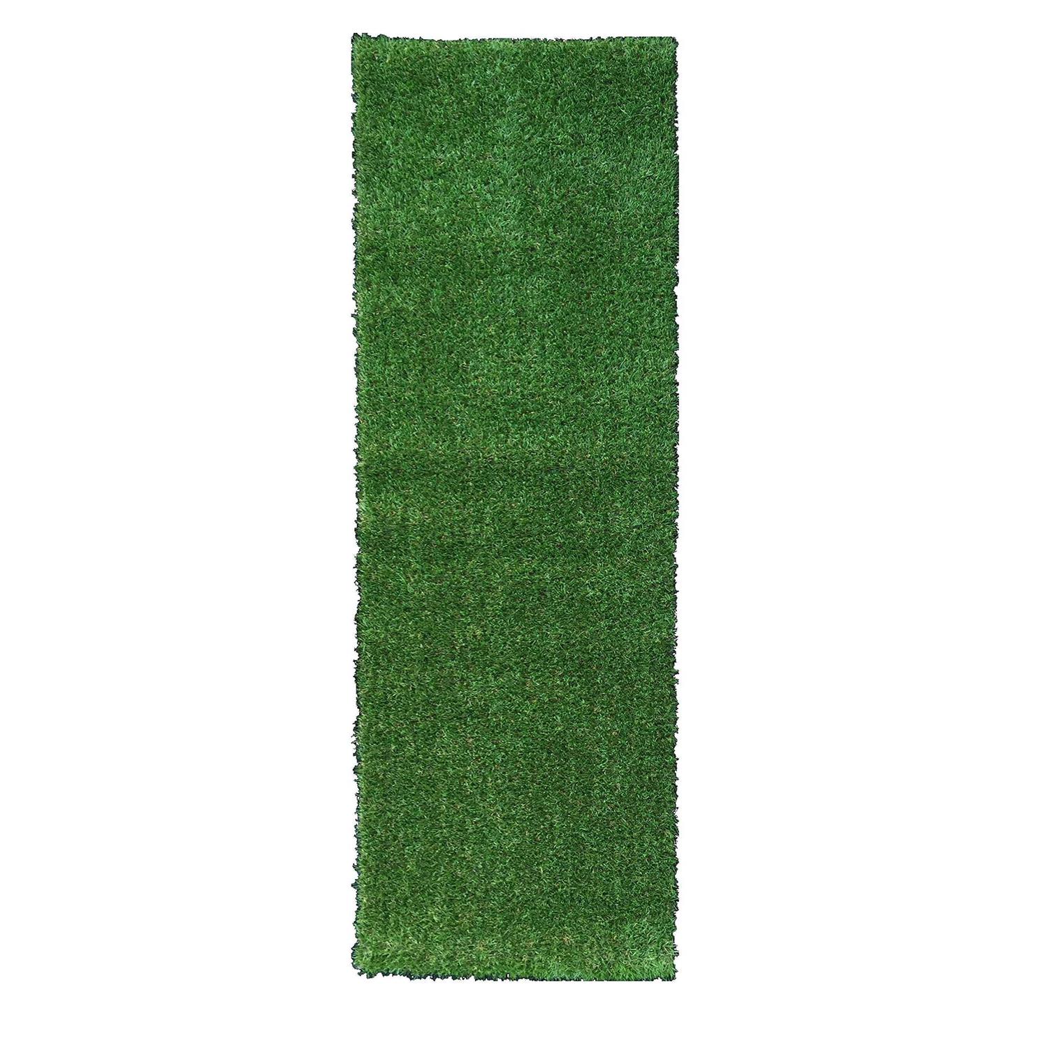 Ottomanson Evergreen Collection Waterproof Solid Grass Design Indoor/Outdoor Artificial Grass Rug