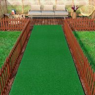 Ottomanson Evergreen Collection Waterproof Solid Grass Design Indoor/Outdoor Artificial Grass Rug