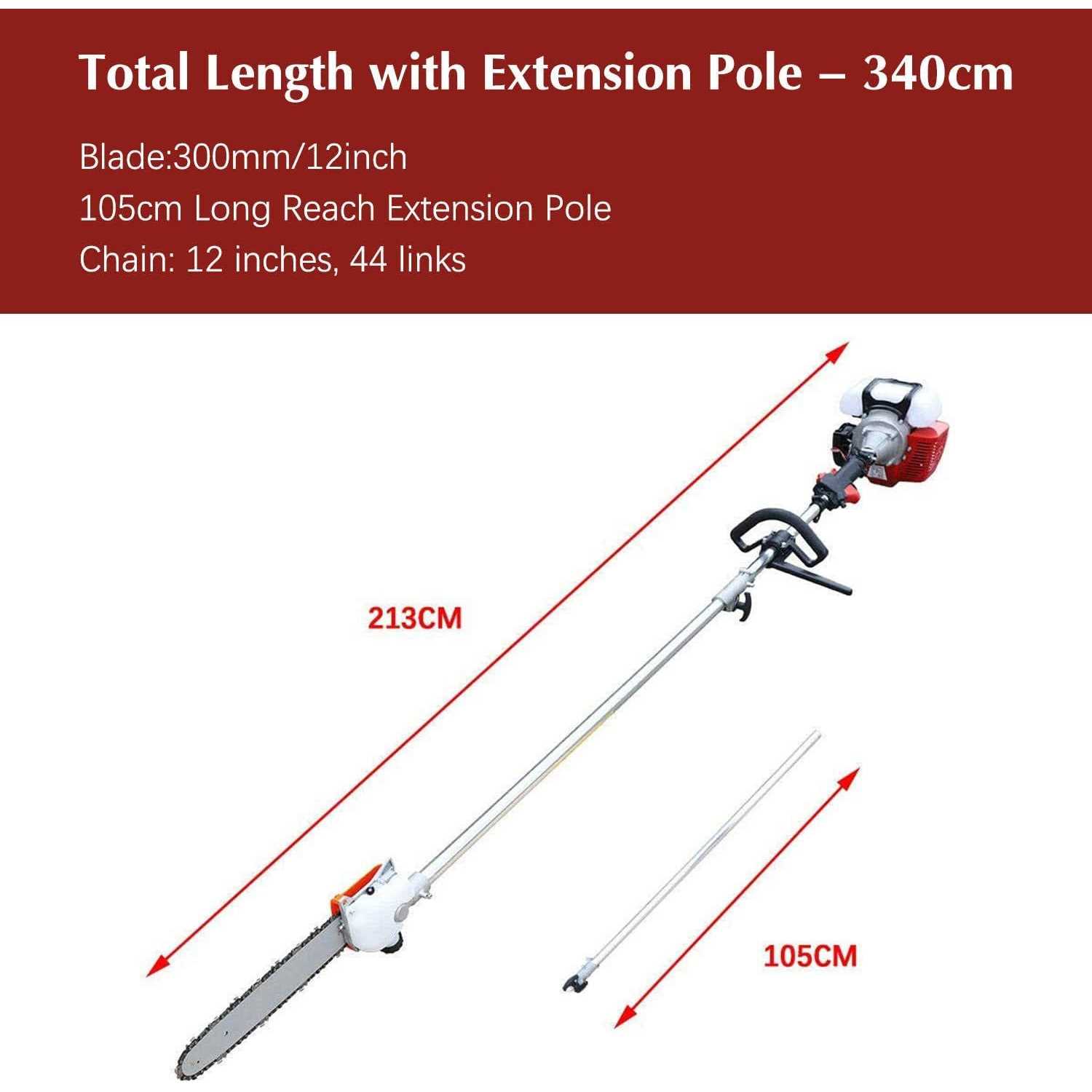 Pole Saw Powerful Gas Pole Chainsaw 42.7Cc 2-Cycle Cordless Extension Pole Saw - Image 4