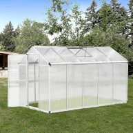 Outsunny Aluminium Greenhouse with/ Door Window Galvanized