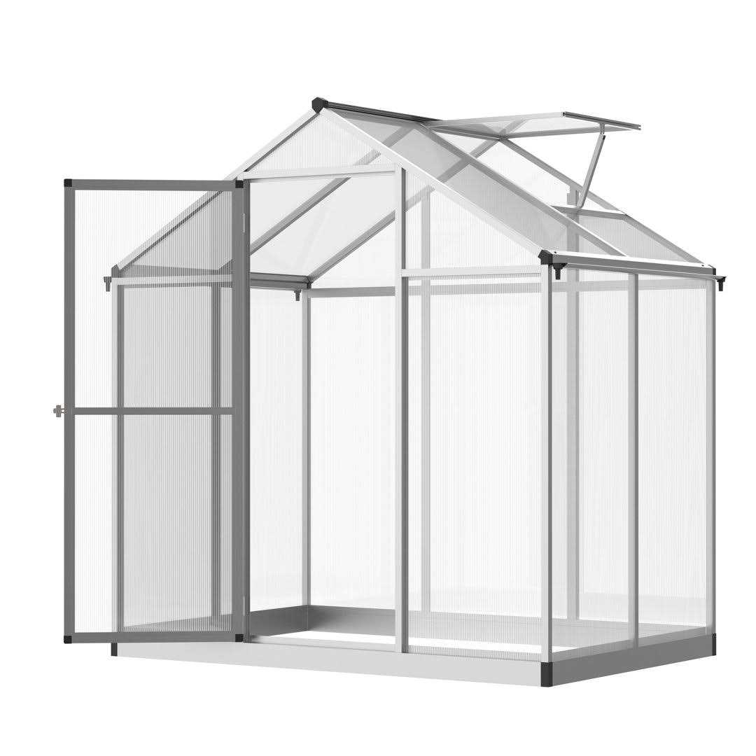 Outsunny Aluminium Greenhouse with/ Door Window Galvanized