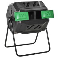 Outsunny Compost Bin Outdoor 360° Dual Chamber Rotating Composter 43 Gallon