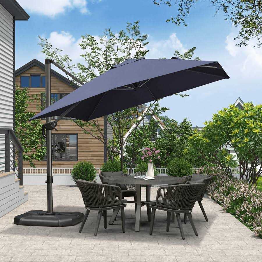 PURPLE LEAF Patio Square Umbrella Outdoor Cantilever Umbrella Offset Umbrella with 360-degree Rotation 9