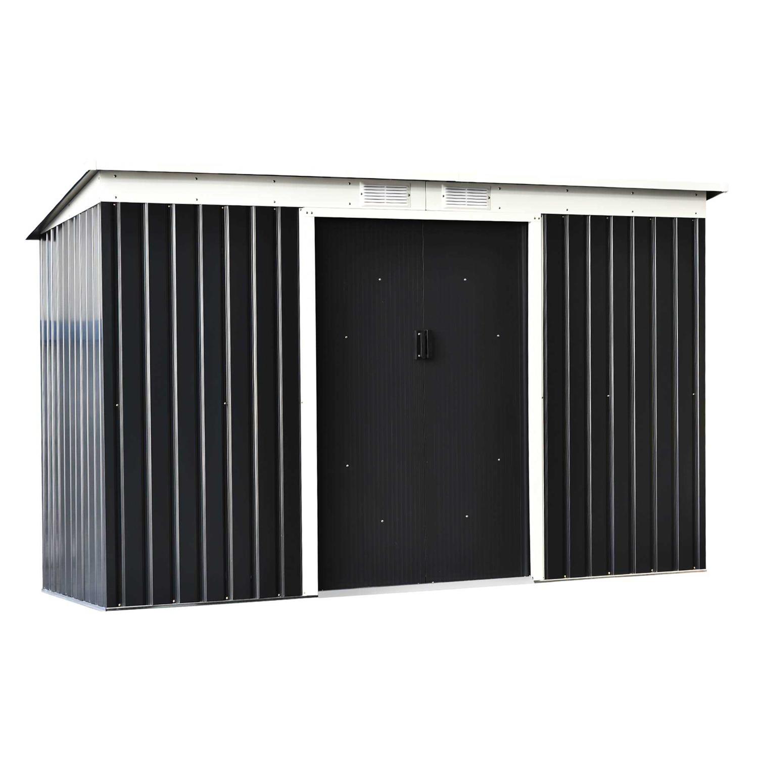 Outsunny 9′ x 4′ Metal Garden Storage Shed Tool House with Sliding Door Spacious Layout & Durable Construction for Backyard