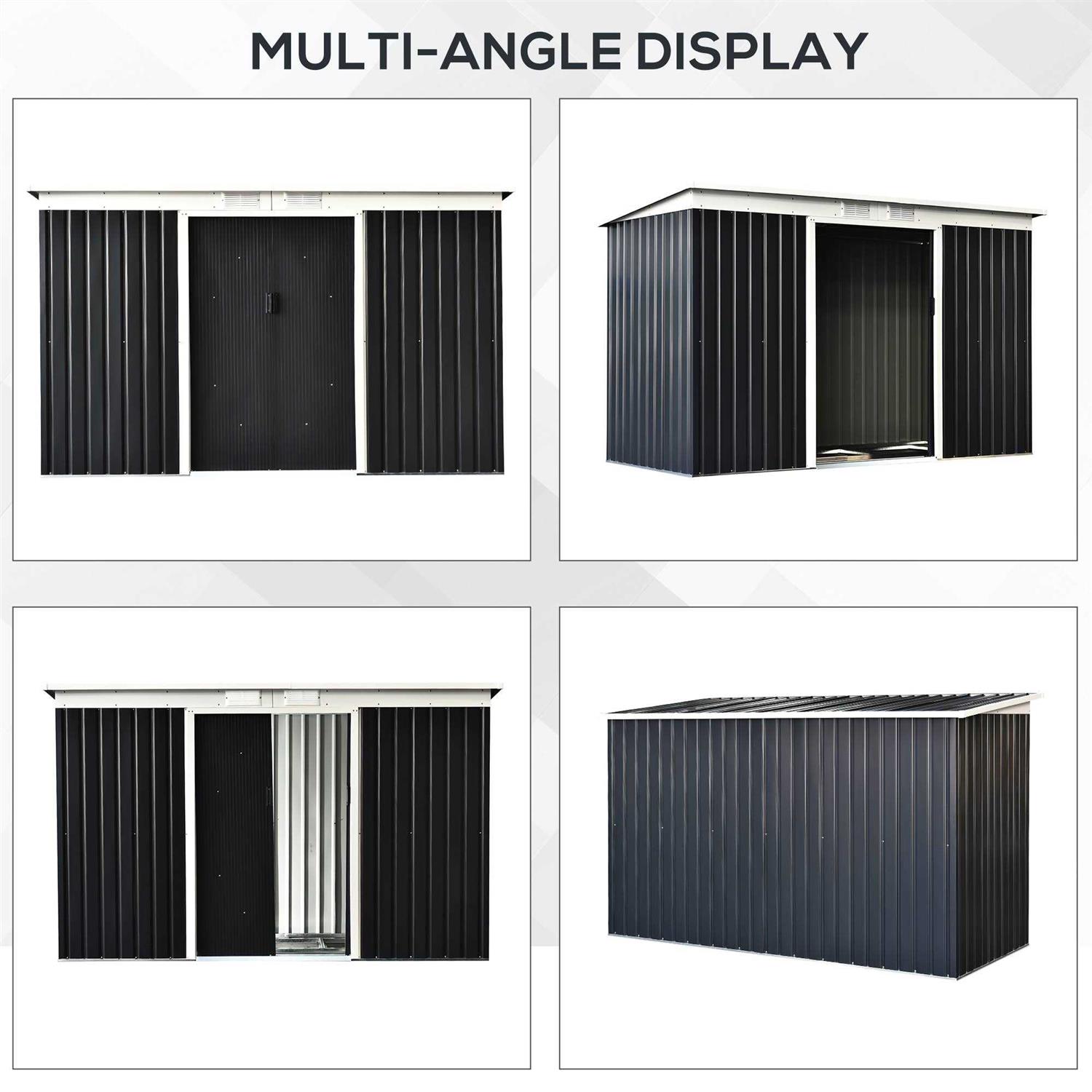 Outsunny 9′ x 4′ Metal Garden Storage Shed Tool House with Sliding Door Spacious Layout & Durable Construction for Backyard - Image 3