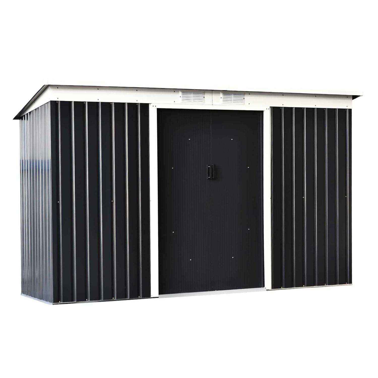 Outsunny 9′ x 4′ Metal Garden Storage Shed Tool House with Sliding Door Spacious Layout & Durable Construction for Backyard