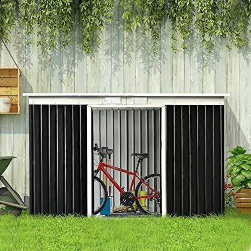 Outsunny 9′ x 4′ Metal Garden Storage Shed Tool House with Sliding Door Spacious Layout & Durable Construction for Backyard - Image 2