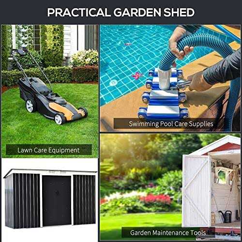 Outsunny 9′ x 4′ Metal Garden Storage Shed Tool House with Sliding Door Spacious Layout & Durable Construction for Backyard - Image 4