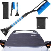 Relentless Drive Windshield Cover for Ice and Snow Kit Windshield Car Snow Cover & Snow Brush Bundle