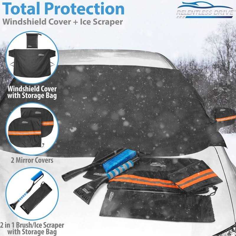 Relentless Drive Windshield Cover for Ice and Snow Kit Windshield Car Snow Cover & Snow Brush Bundle - Image 2