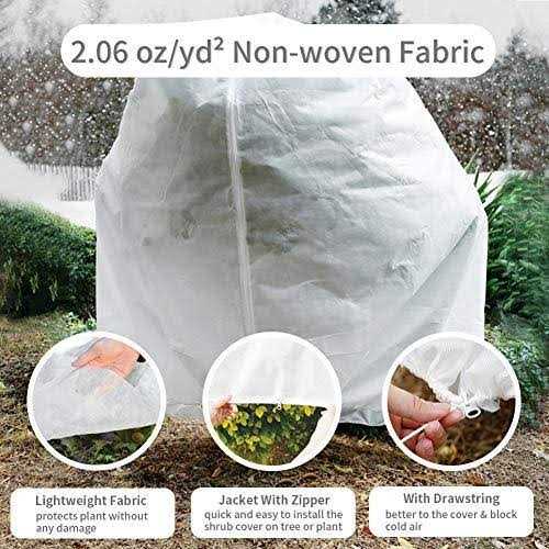 REMIAWY Plant Covers Freeze Protection Frost Blanket for Plants Tree Blanket Cover Shrub Covers Jacket with Zipper Drawstring - Image 5