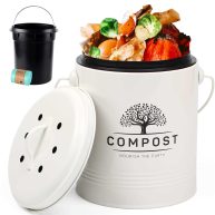 PERFNIQUE Kitchen Compost Bin, 1.3 Gallon Countertop Compost Bin with Lid, Indoor Compost Bucket includes Inner Bucket Liner and Carbon Filter