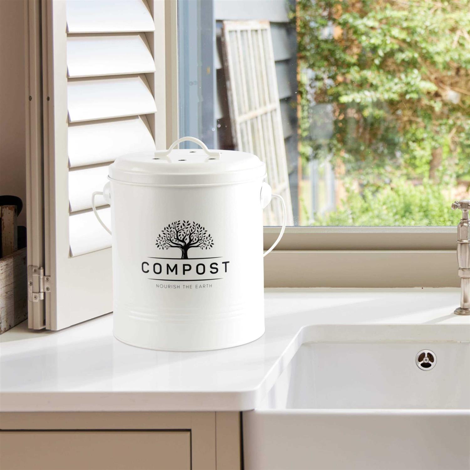 PERFNIQUE Kitchen Compost Bin, 1.3 Gallon Countertop Compost Bin with Lid, Indoor Compost Bucket includes Inner Bucket Liner and Carbon Filter - Image 2