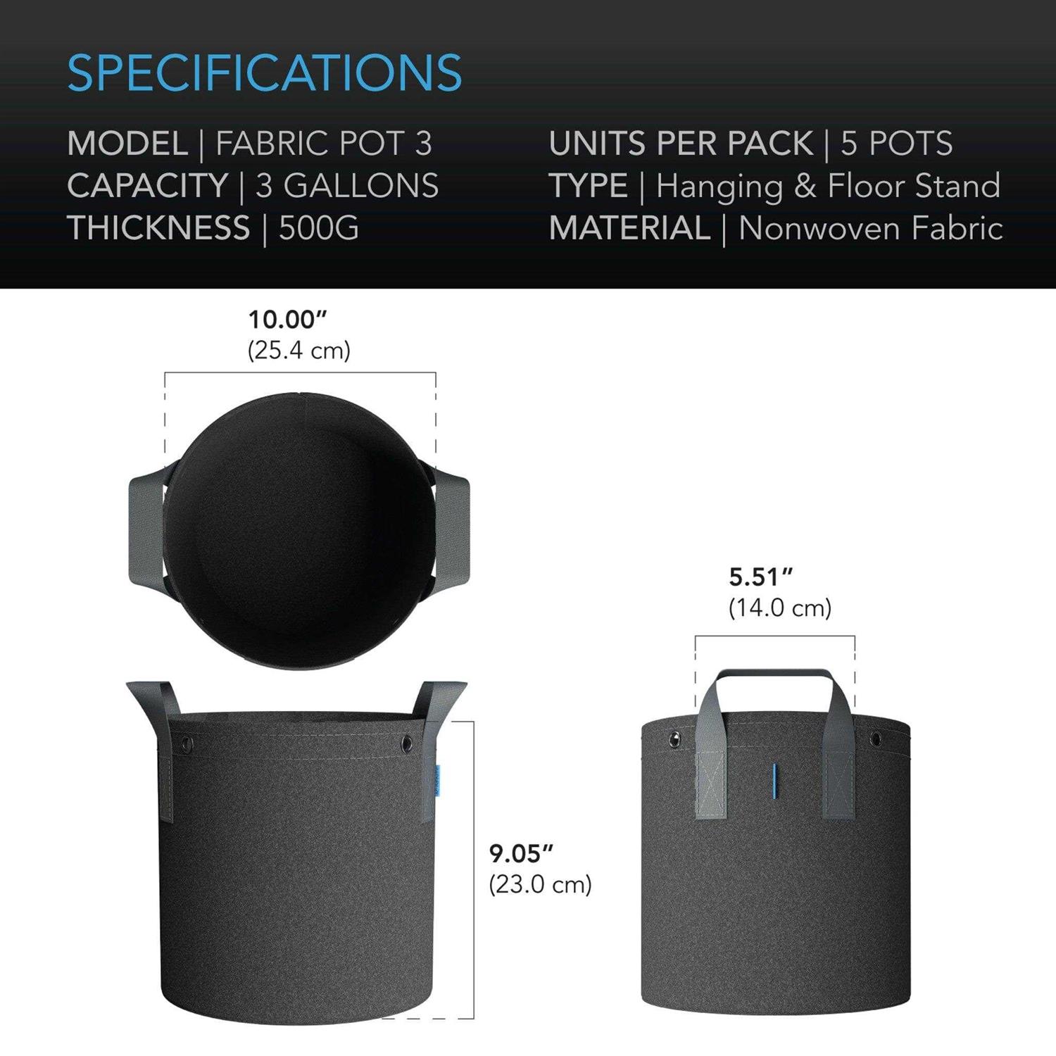 AC Infinity Heavy Duty Fabric Pots - Image 2