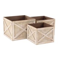 12 in. x 16 in. Light Brown Wood Farmhouse Planter (Set of 3)