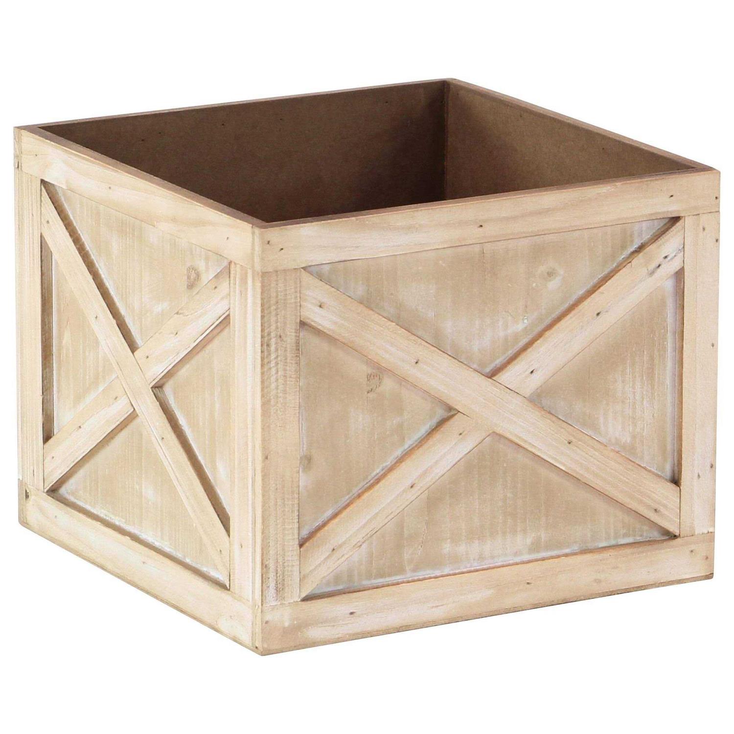12 in. x 16 in. Light Brown Wood Farmhouse Planter (Set of 3) - Image 2