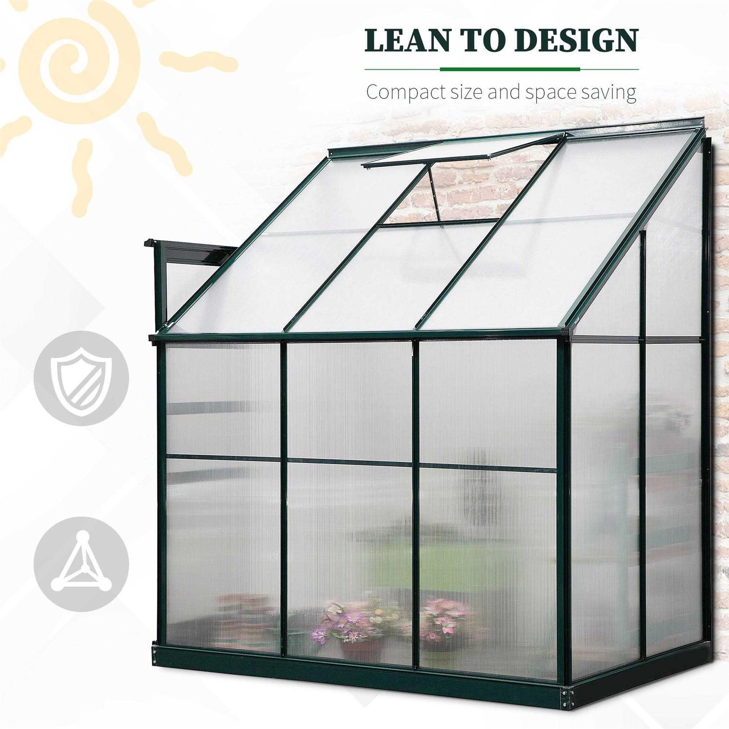 Outsunny Walk-in Garden Greenhouse Aluminum Polycarbonate with Roof Vent for Plants - Image 2
