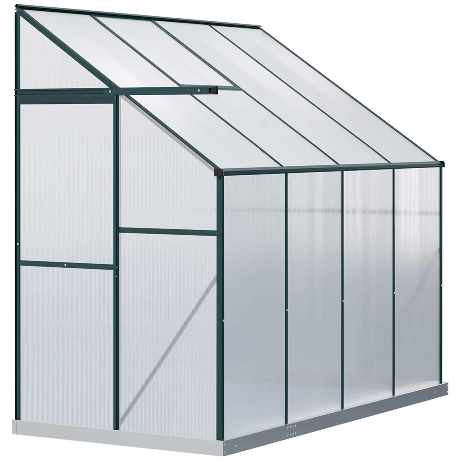 Outsunny Walk-in Garden Greenhouse Aluminum Polycarbonate with Roof Vent for Plants