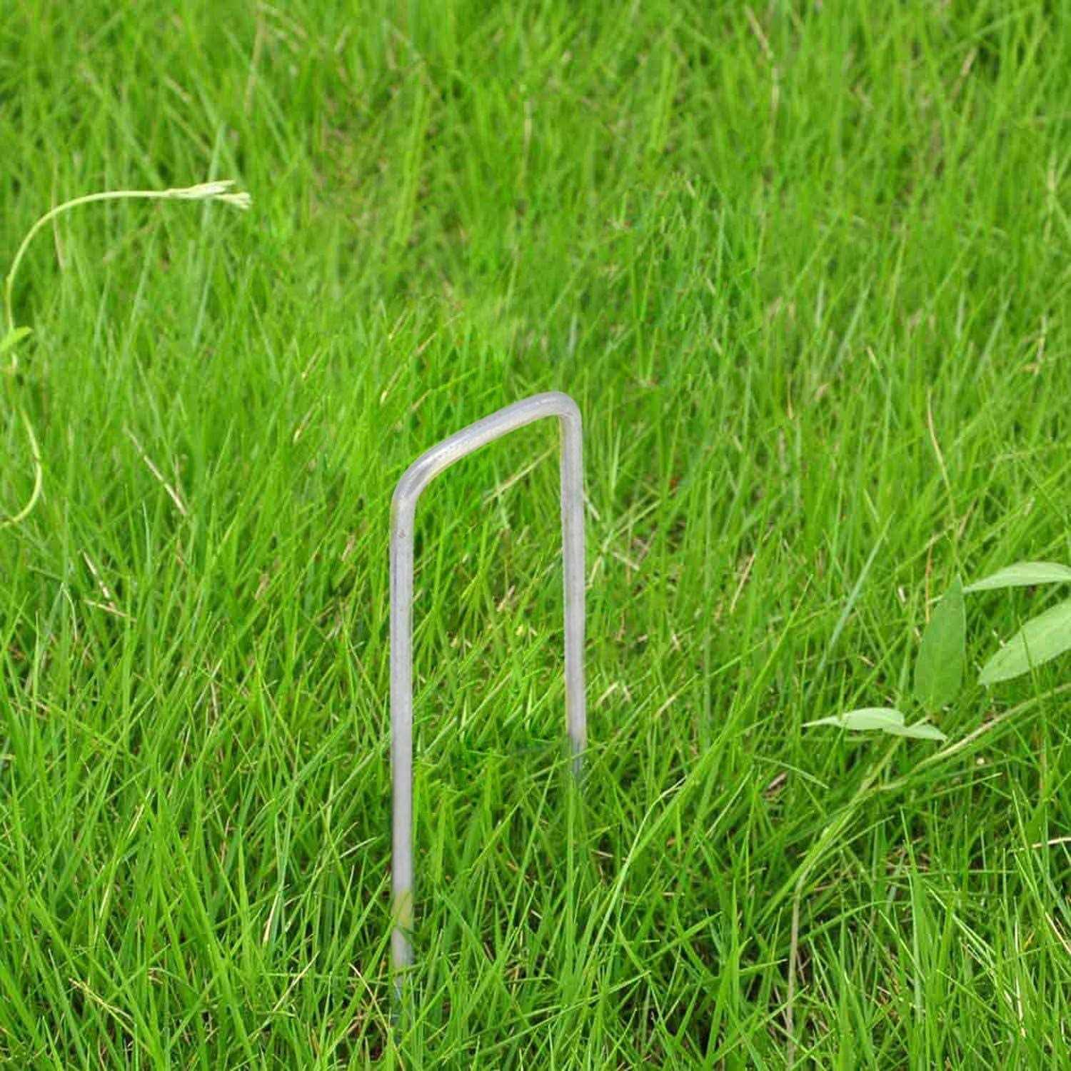 100 Pack 6&” 11 Gauge Heavy Duty U-Shaped Securing Stakes Pins Garden Stakes Pins-Sod Fence Staples for Anchoring Weed Barrier and Landscape Fabric - Image 2