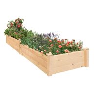 Patiomore 8 Feet Outdoor Wooden Garden Bed Planter Box Kit for Vegetables Fruits Herb Grow Yard Gardening