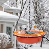 Perfin 75W Hanging Heated Bird Baths for Outdoors for Winter Thermostatically Controlled Heated Bird Bath Deicer Bowl Tray for Garden Backyard Decor