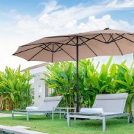 PHI VILLA 15ft Double-sided Patio Umbrella with Lights