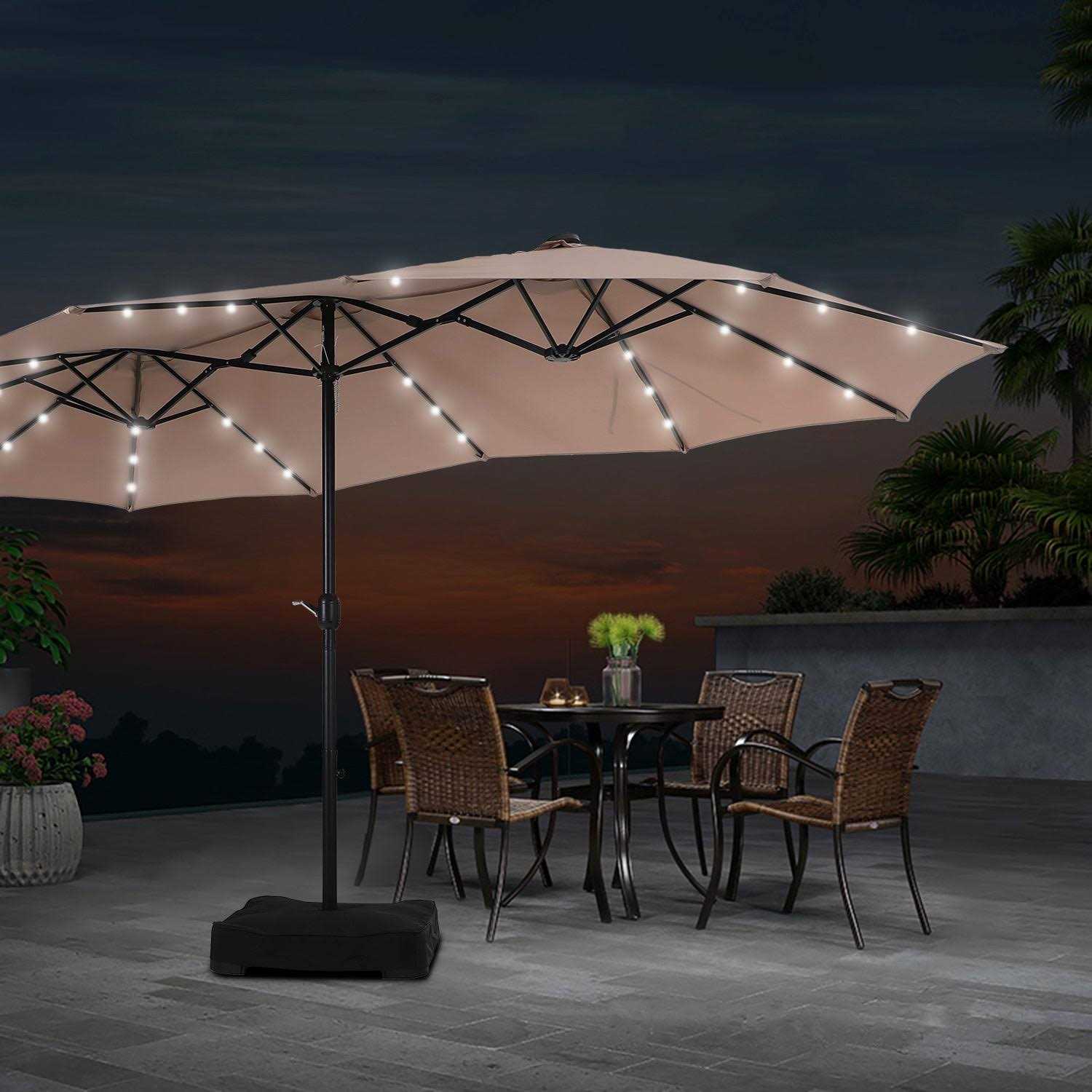 PHI VILLA 15ft Double-sided Patio Umbrella with Lights - Image 3