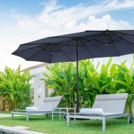 PHI VILLA 15ft Double-sided Patio Umbrella with Lights