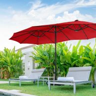 PHI VILLA 15ft Double-sided Patio Umbrella with Lights