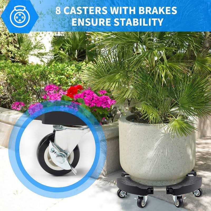 Plant Caddy with Wheels Heavy Duty with 8 Lockable Casters Rolling Plant Stand Adjustable 15-21 - Image 5