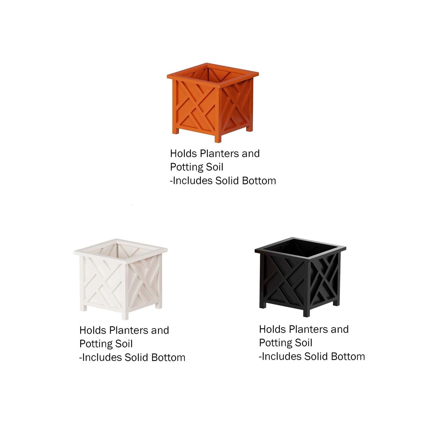 Pure Garden Square Planter Box Black Lattice Container for Flowers & Plants - Image 5