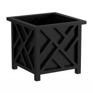 Pure Garden Square Planter Box Black Lattice Container for Flowers & Plants
