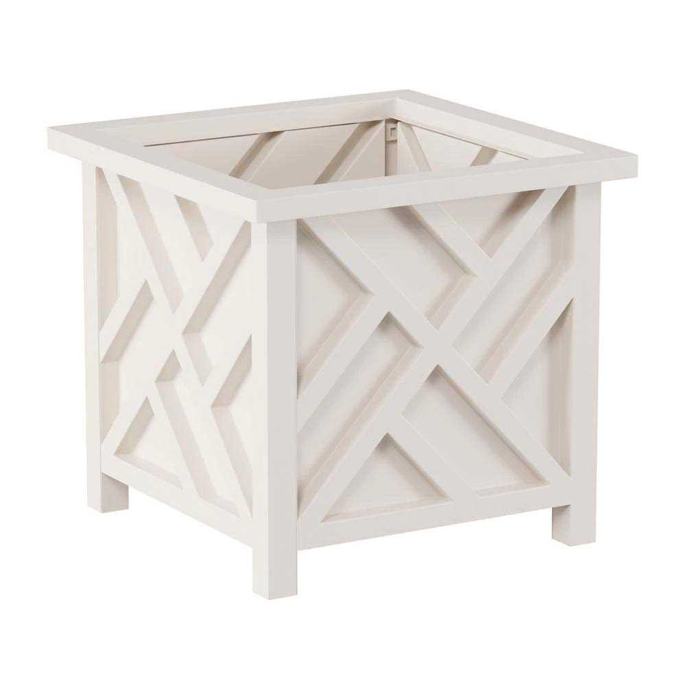 Pure Garden Square Planter Box Black Lattice Container for Flowers & Plants - Image 2