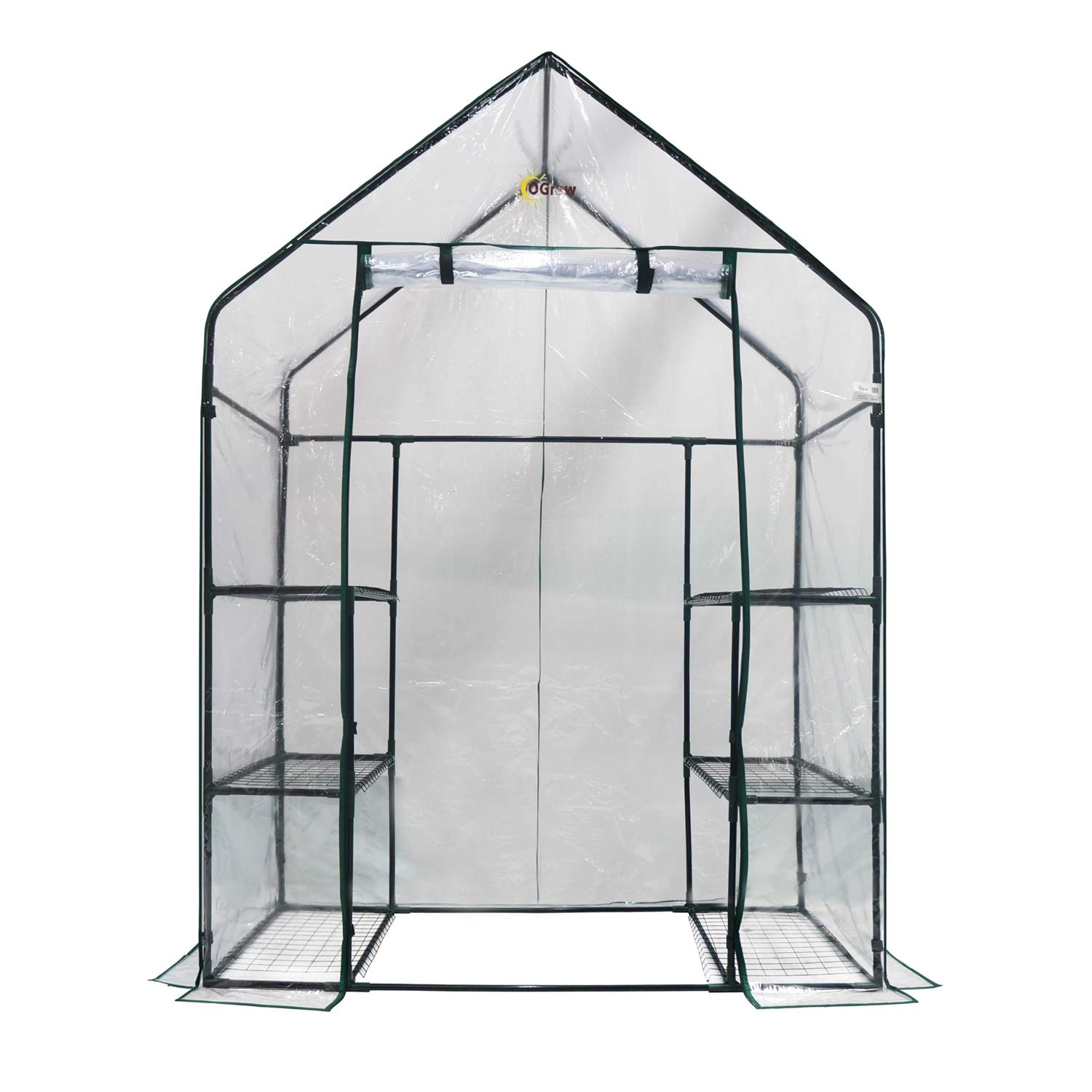 Ogrow 3 Tier 6 Shelf Deluxe Plastic Walk-In Portable Greenhouse