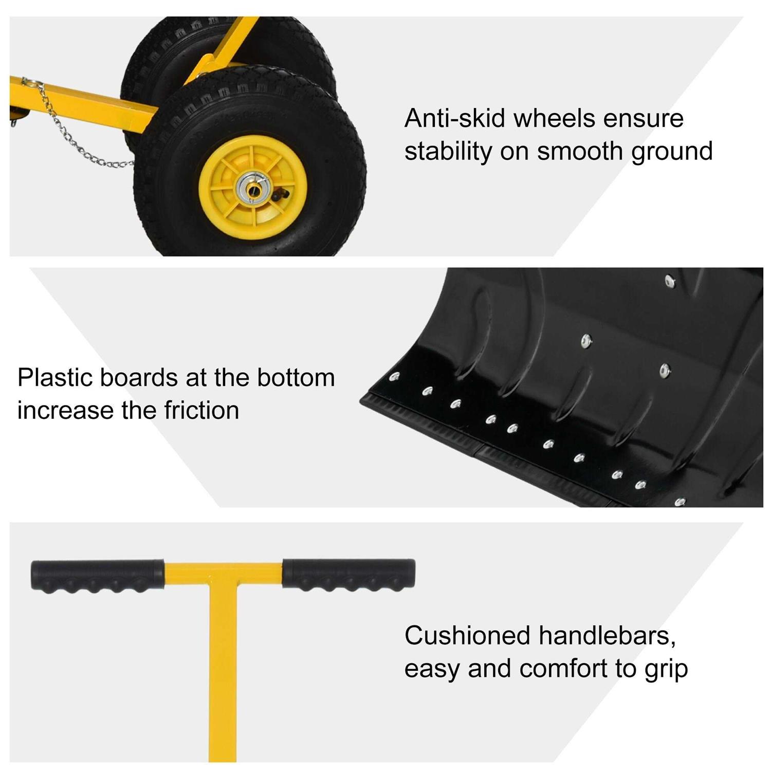 Outsunny Snow Shovel Rolling Pusher with 29&” Blade - Image 4