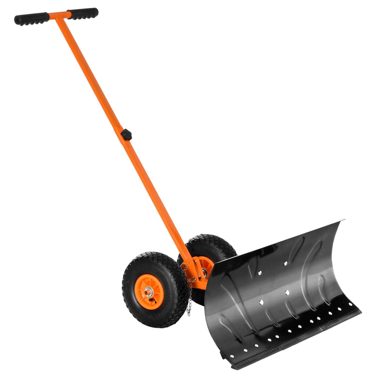 Outsunny Snow Shovel Rolling Pusher with 29&” Blade