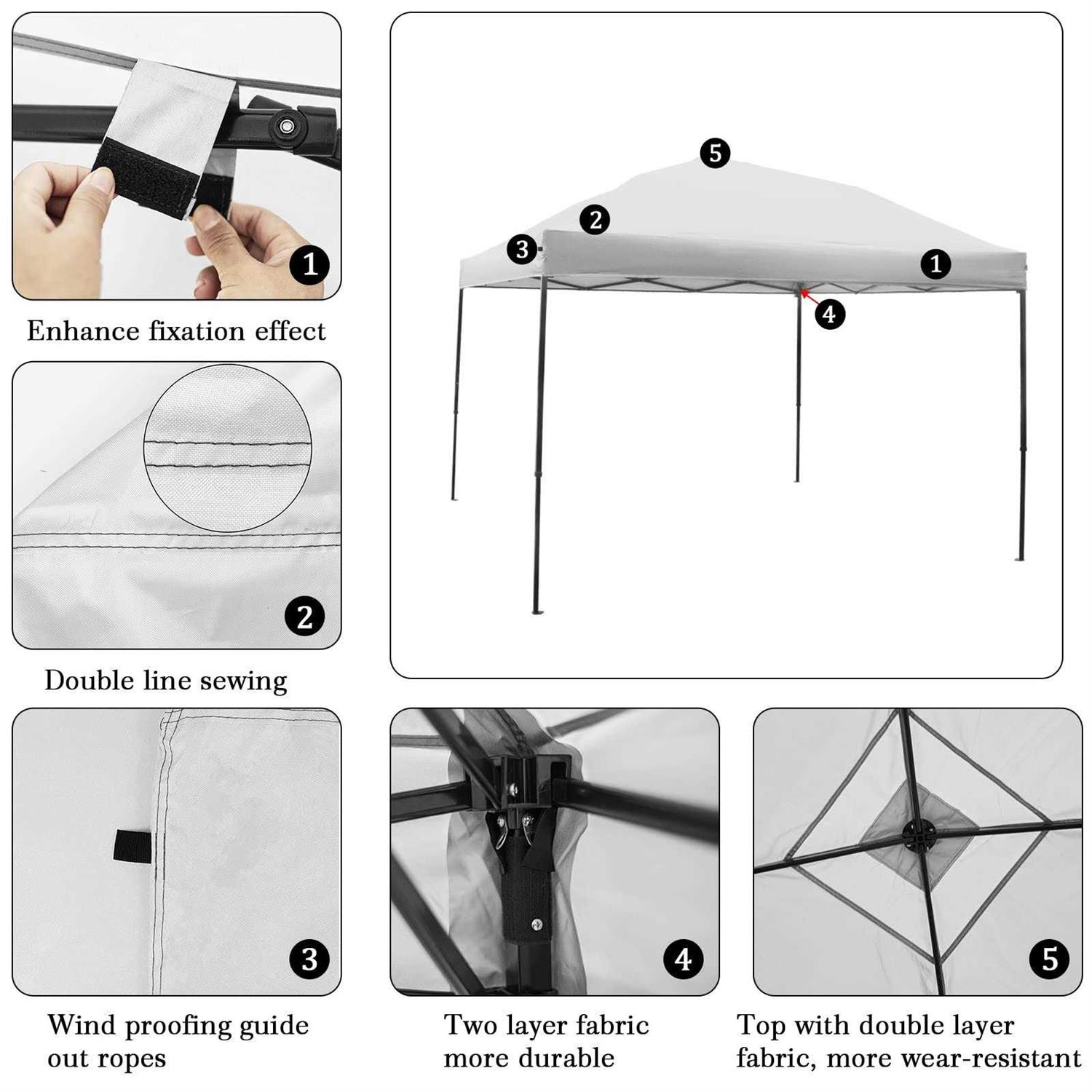 Replacement Canopy Top 10′ x 10′ Pop-Up Canopy Top Cover for Canopy Straight Leg Tent Top Cover - Image 3