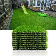 PROGOAL Artificial Grass Turf Tile Fake Grass Flooring Mat Interlocking Self-draining 12&”x12